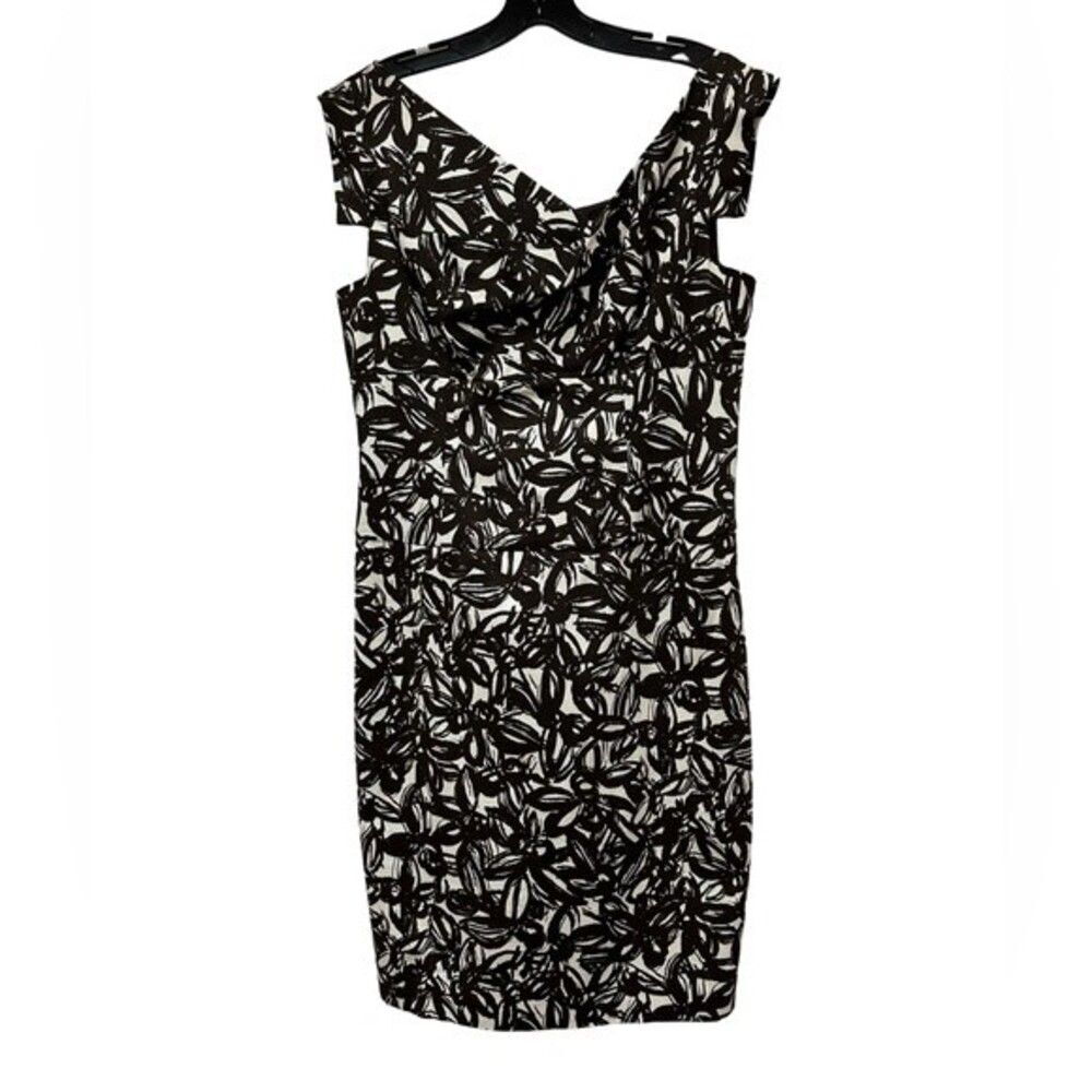 Adrianna Papell Brown Print Dress with Detail Sleeve Size 10